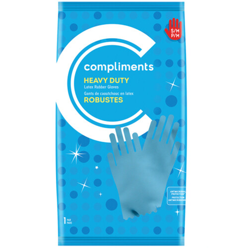 Compliments Latex Gloves Heavy Duty Small/Medium 1 EA