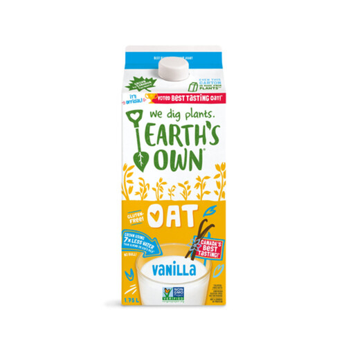 Earth's Own Dairy-Free Plant Based Oat Beverage Vanilla 1.75 L