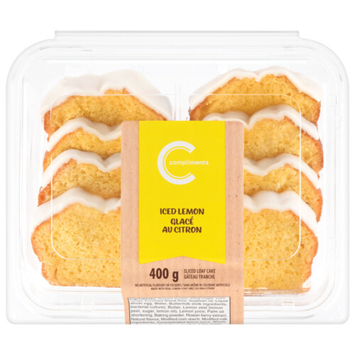 Compliments Sliced Loaf Cake Iced Lemon 400 g (frozen)