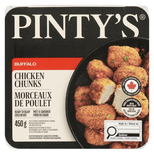 Pinty's Chicken Breast Chunks Fully Cooked Breaded And Seasoned Buffalo 450 g