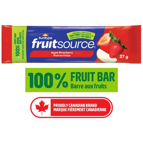 SunRype Fruitsource 100% Fruit Bar Apple Strawberry 37 g