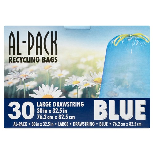Al-Pack Recycling Bag With Drawstring Blue Large 30 Bags