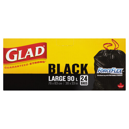 Glad ForceFlex Garbage Bags Black Large 90 L 24 Bags
