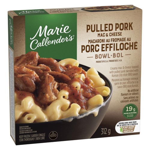 Marie Callender's Frozen Meal Bowl BBQ Pulled Pork Mac And Cheese 312 g
