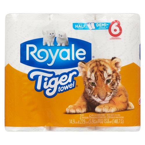 Royale Tiger Towel Paper Towels 6 x 55 Sheets Rolls 
