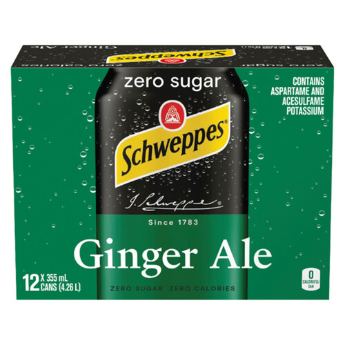 Schweppes Ginger Ale Zero Sugar 12 x 355 ml (cans)