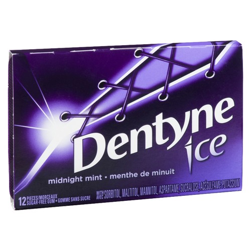 Dentyne Ice Gum Sugar Free Midnight Mint 12 Pieces