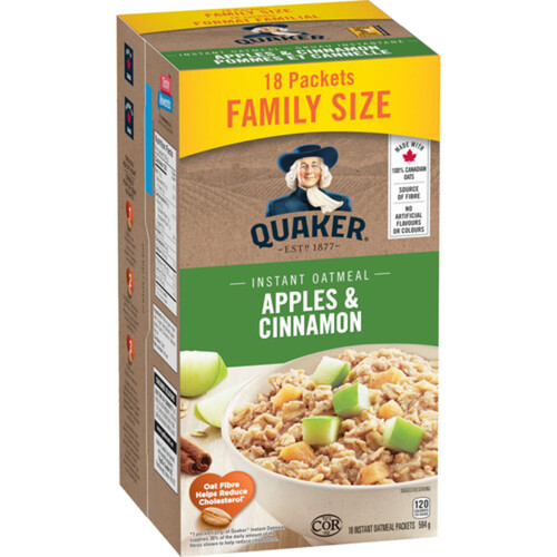 Quaker Instant Oatmeal Apples & Cinnamon Family Size 18 x 33 g