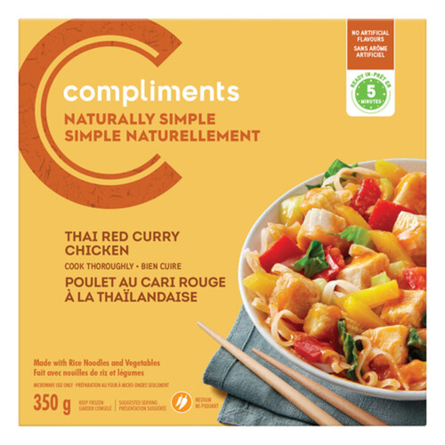 Compliments Frozen Entree Naturally Simple Thai Red Curry Chicken 350 g