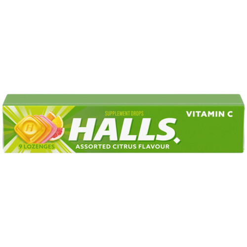 Halls Supplement Drops Vitamin C Lozenges Citrus Assorted 9 Count