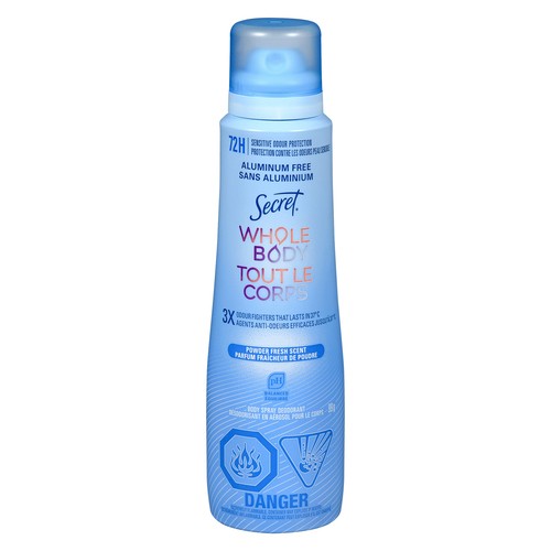 Secret Whole Body Spray Deodorant in Powder Fresh Scent 99 g