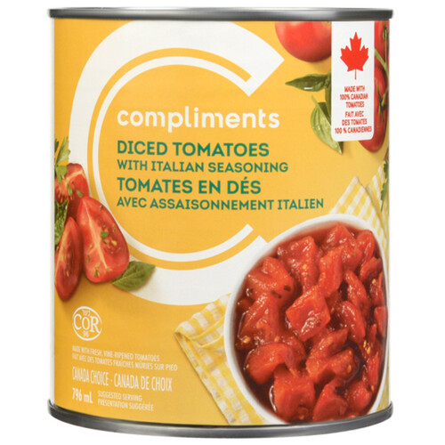 Compliments Canned Diced Tomatoes With Italian Seasoning 796 ml