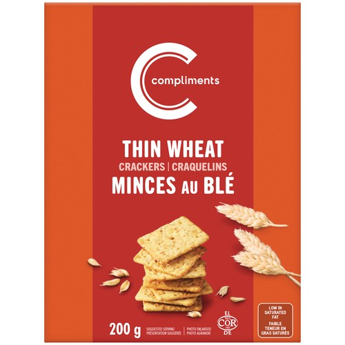 Compliments Crackers Thin Wheat 200 g