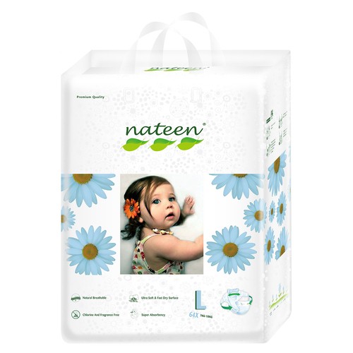 Nateen Premium Eco-friendly Baby Diapers Large 64 Count