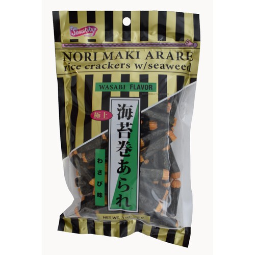 Shirakiku Rice Crackers With Seaweed Wasabi 85 g