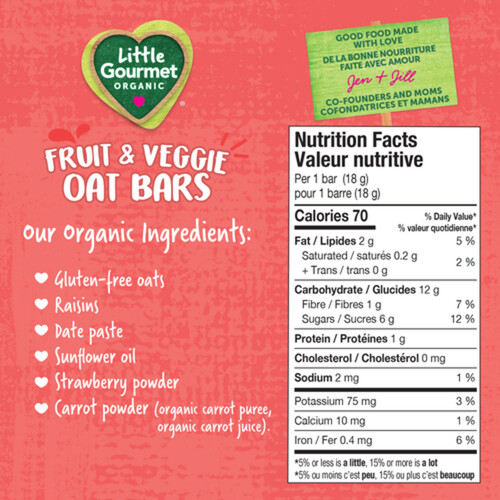 Little Gourmet Organic Fruit & Veggie Oat Bars Strawberry Carrot 90 g