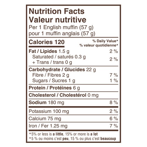 Dempster's English Muffins Whole Wheat 6 Pack 342 g