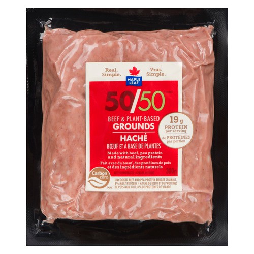 Maple Leaf Beef & Plant-Based Grounds 50/50 300 g  (Frozen)