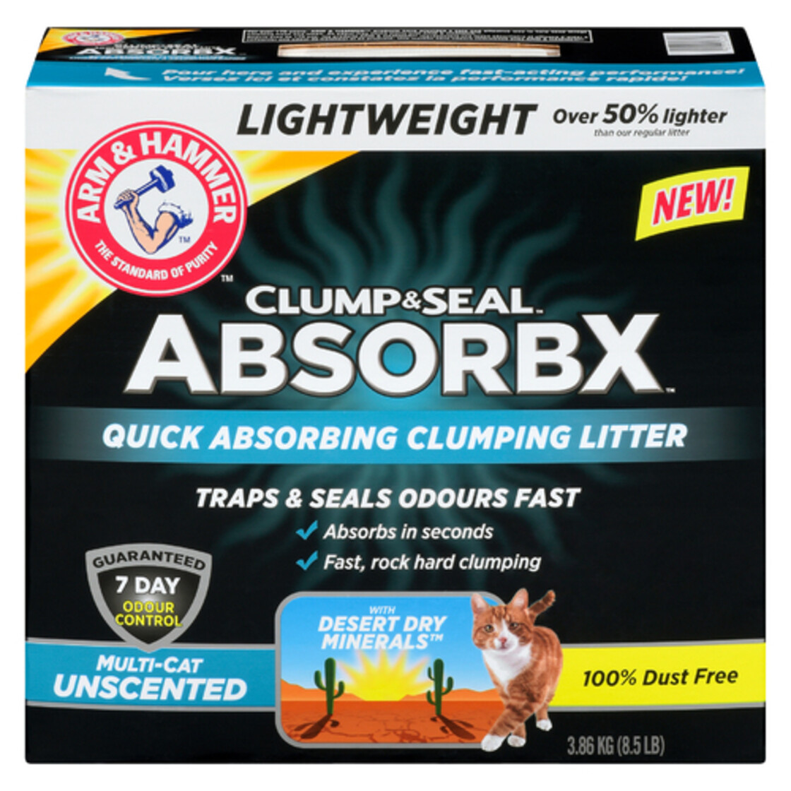 Arm & Hammer Absorbx Cat Litter Lightweight MultiCat Unscented 3.86 kg