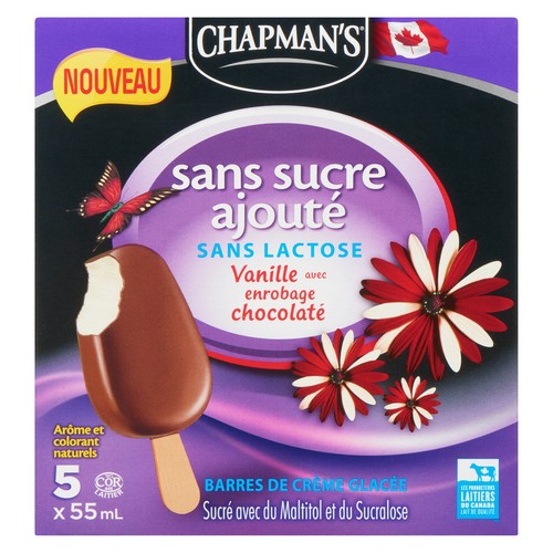 Chapman's Lactose Free Ice Cream Bars Vanilla 5 x 55 ml