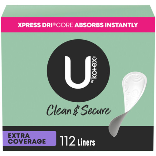 U By Kotex Clean & Secure Panty Liners Extra Coverage 112 Count