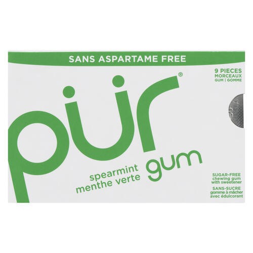 Pur Gum Sugar-Free Chewing Gum Spearmint 9 Pieces 12.6 g