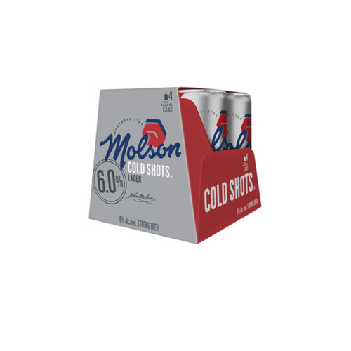 Molson Canadian Cold Shots Beer 6% Alcohol 4 x 222 ml (cans)