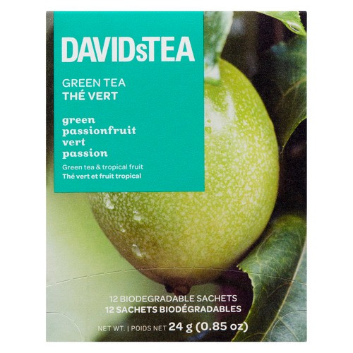 DAVIDsTEA Green Tea Green Passionfruit 12 Tea Bags