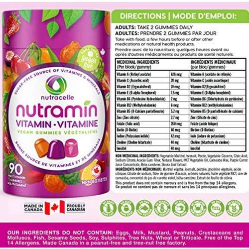 Nutramin Adult Multivitamins Vegan Gummies 90 Count