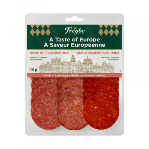 Freybe Gluten-Free Sliced Salami Cervelat Pepper Chorizo 100 g