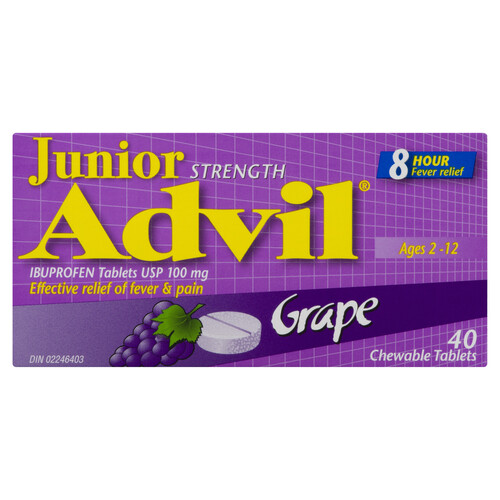 Children's Advil Junior Strength 100 mg Chewable Tablets Grape 40 EA
