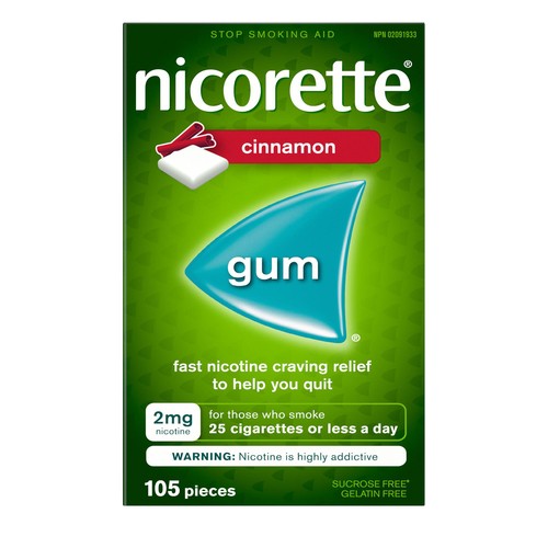 Nicorette Gum Nicotine 2 mg Cinnamon Flavour 105 Pieces