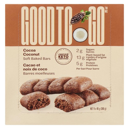 Good To Go Gluten-Free Keto Bars Cocoa Coconut 9 x 40 g