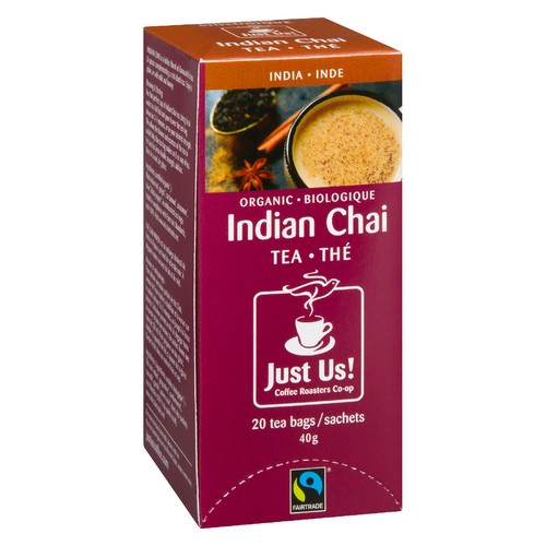 Just Us! Organic Tea Indian Chai 20 Tea Bags 