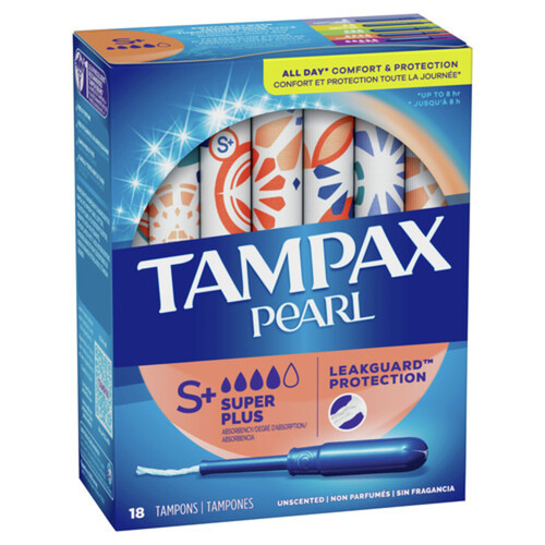 Tampax Pearl Tampons Super Plus Unscented 18 Count (value size)