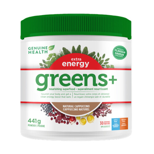 Genuine Health Greens+ Extra Energy Natural Cappuccino Powder 445 g