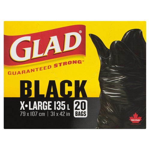 Glad Garbage Bags Black Extra-Large 135 L 20 Bags