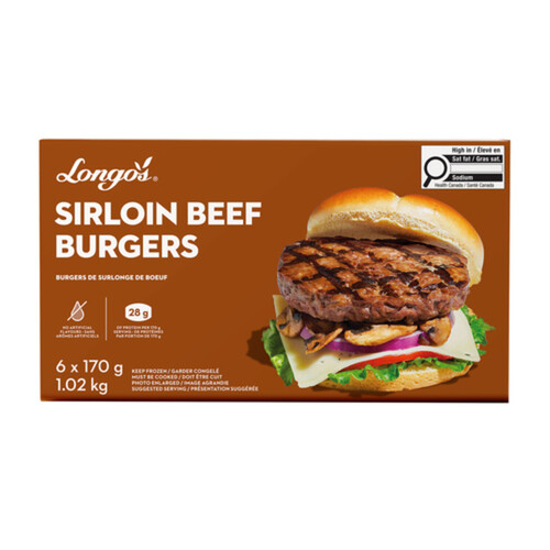 Longo's Frozen Sirloin Beef Burgers 1.02 kg