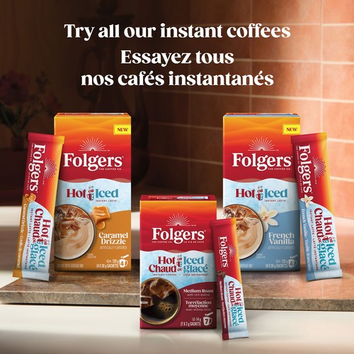Folgers Instant Coffee Beverage Mix Instant Latte French Vanilla 4 x 30 g
