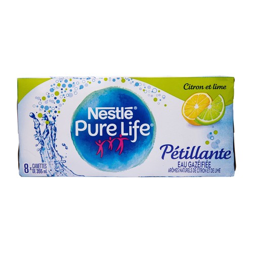 Nestlé Pure Life Sparking Water Lemon & Lime 8 x 355 ml (cans)