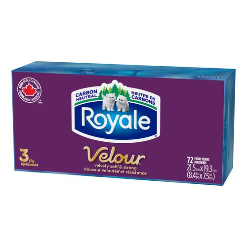 Royale Velour Facial Tissue 1 Flat Box x 72 Sheets