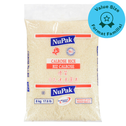 NuPak Calrose Rice (Sushi Rice) Value Size 8 kg