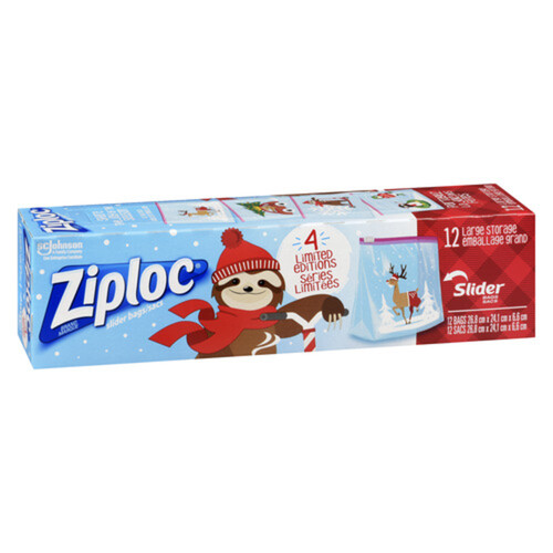 Ziplock Holiday Slider Food Storage Bags Large 12 EA