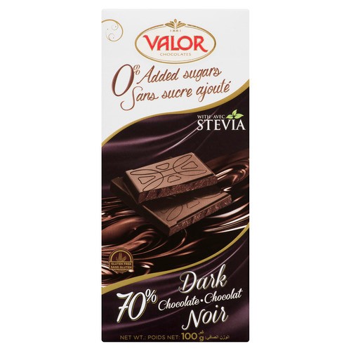Valor 70% Dark Chocolate Bar No Sugar Added 100 g