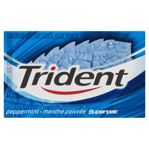 Trident Gum Sugar Free Superpak Peppermint 14 Pieces