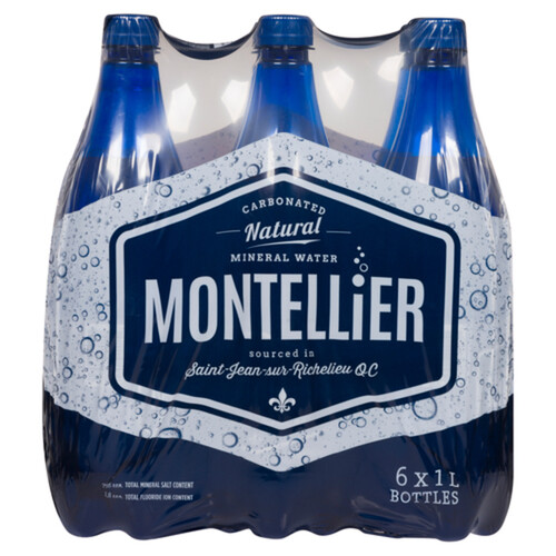 Montellier Water Natural Carbonated Mineral 6 x 1 L (bottles)