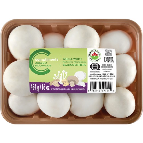 Compliments Organic Mushrooms Whole White 454 g