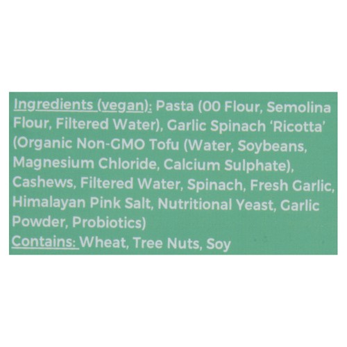 Living Tree Foods Frozen Plant Based Vegan Ravioli Garlic Spinach Ricotta 250 g