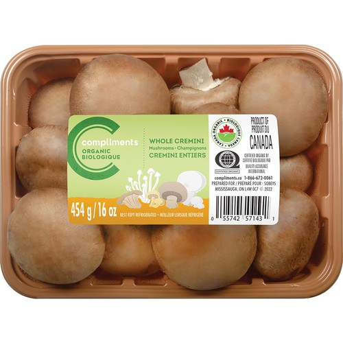 Compliments Organic Mushrooms Whole Cremini 454 g