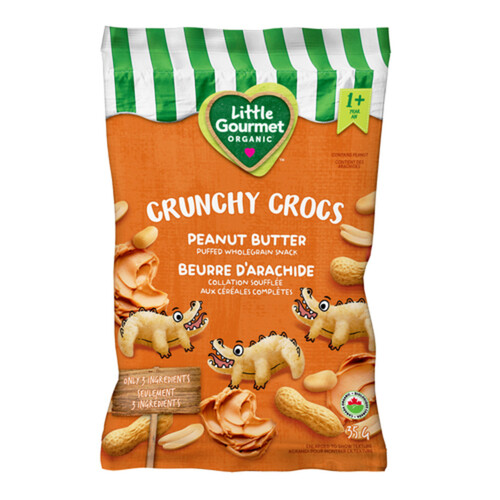 Little Gourmet Organic Crunchy Crocs Puffed Wholegrain Toddler Snack Peanut Butter 35 g